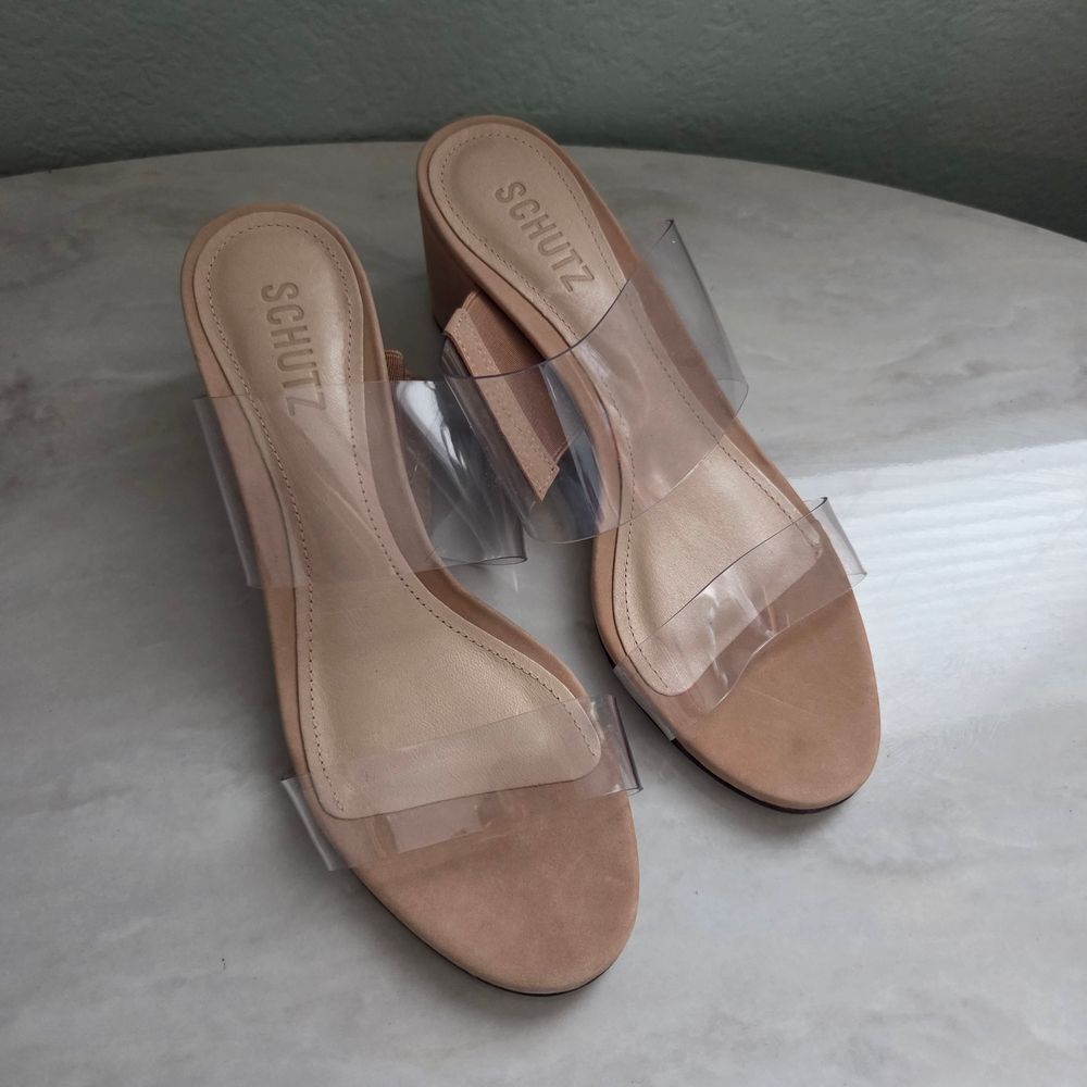 Schutz Women's Tan Slide Sandals Size 6.5